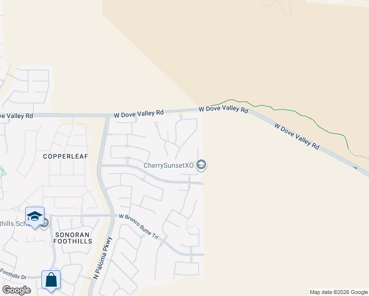map of restaurants, bars, coffee shops, grocery stores, and more near 32735 North 15th Glen in Phoenix