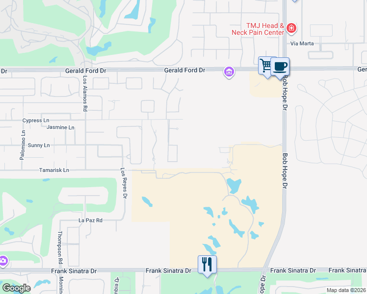 map of restaurants, bars, coffee shops, grocery stores, and more near 15 Judd Terrace in Rancho Mirage