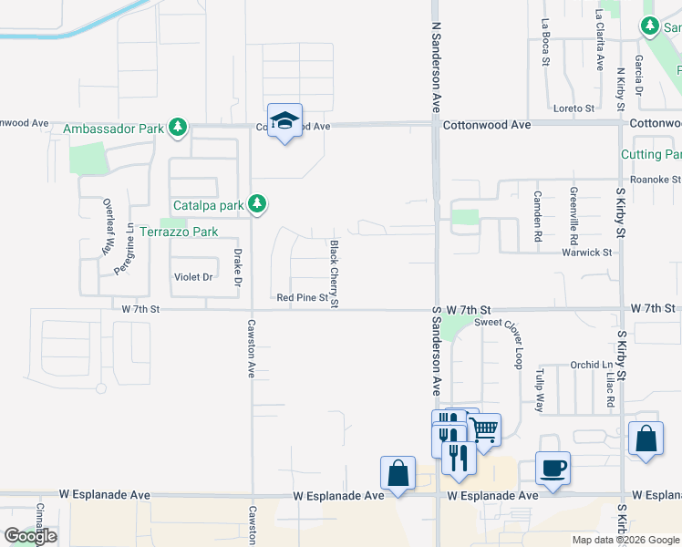 map of restaurants, bars, coffee shops, grocery stores, and more near 2513 Yellow Birch Lane in San Jacinto