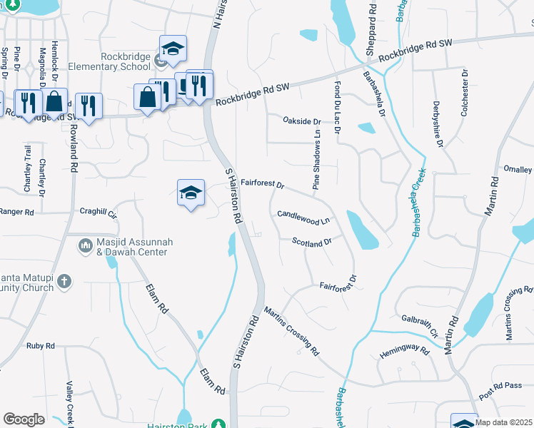 map of restaurants, bars, coffee shops, grocery stores, and more near in Stonecrest