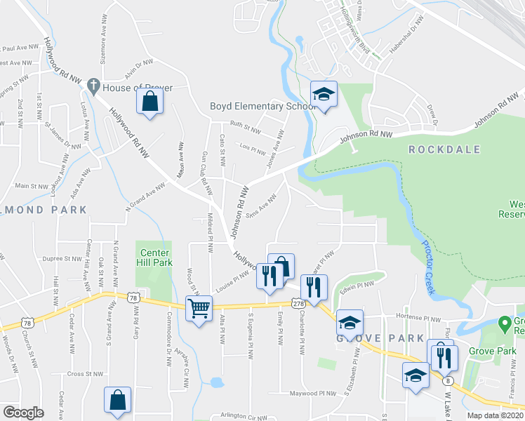 map of restaurants, bars, coffee shops, grocery stores, and more near 983 Sims Avenue Northwest in Atlanta