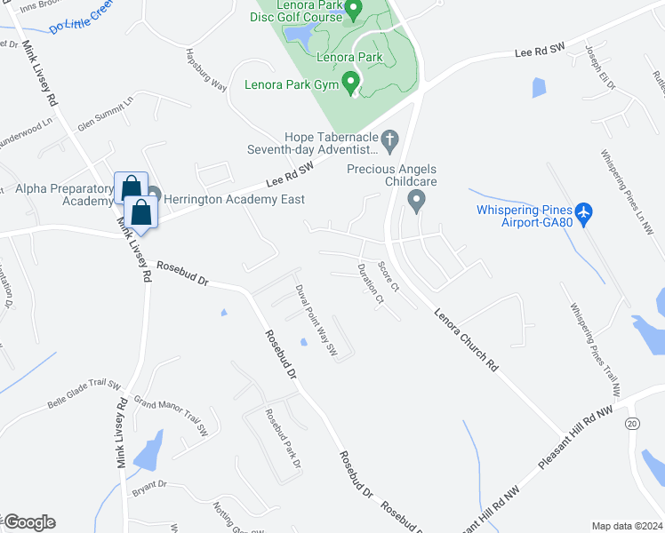 map of restaurants, bars, coffee shops, grocery stores, and more near 3361 Metro Way Southwest in Snellville