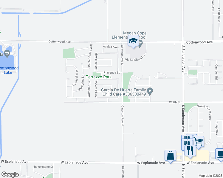 map of restaurants, bars, coffee shops, grocery stores, and more near 601 Hyacinth Road in San Jacinto