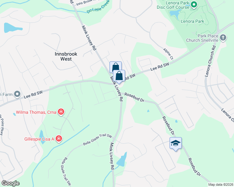 map of restaurants, bars, coffee shops, grocery stores, and more near 4525 Mink Livsey Road in Snellville