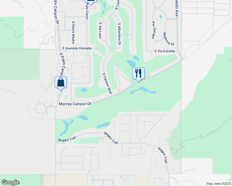 map of restaurants, bars, coffee shops, grocery stores, and more near 816 East Murray Canyon Drive in Palm Springs