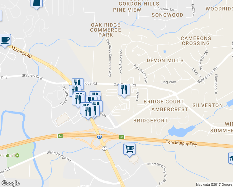 map of restaurants, bars, coffee shops, grocery stores, and more near 1670 Walton Reserve Boulevard in Austell
