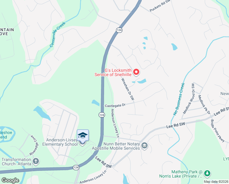map of restaurants, bars, coffee shops, grocery stores, and more near 4090 Anderson Livsey Lane in Snellville
