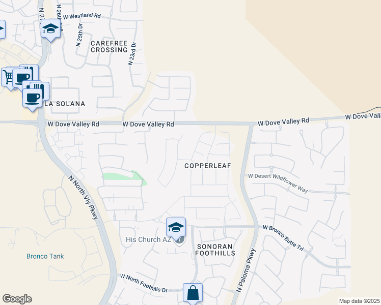 map of restaurants, bars, coffee shops, grocery stores, and more near 32713 North 23rd Avenue in Phoenix