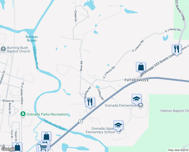 map of restaurants, bars, coffee shops, grocery stores, and more near 10 Futheyville Cove in Grenada