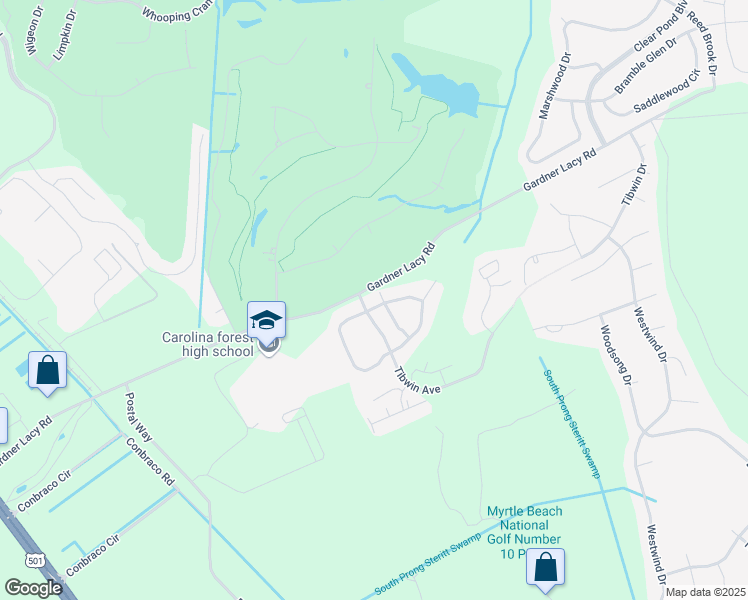 map of restaurants, bars, coffee shops, grocery stores, and more near 4854 Meadowsweet Drive in Myrtle Beach