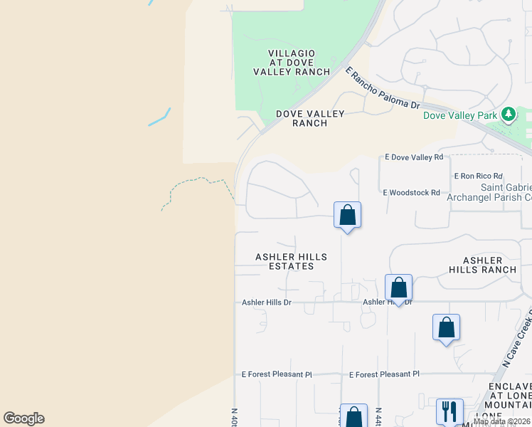 map of restaurants, bars, coffee shops, grocery stores, and more near 4104 East Desert Forest Trail in Cave Creek