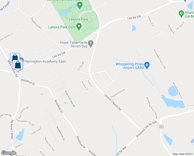 map of restaurants, bars, coffee shops, grocery stores, and more near 4470 Millenium View Court Southwest in Snellville