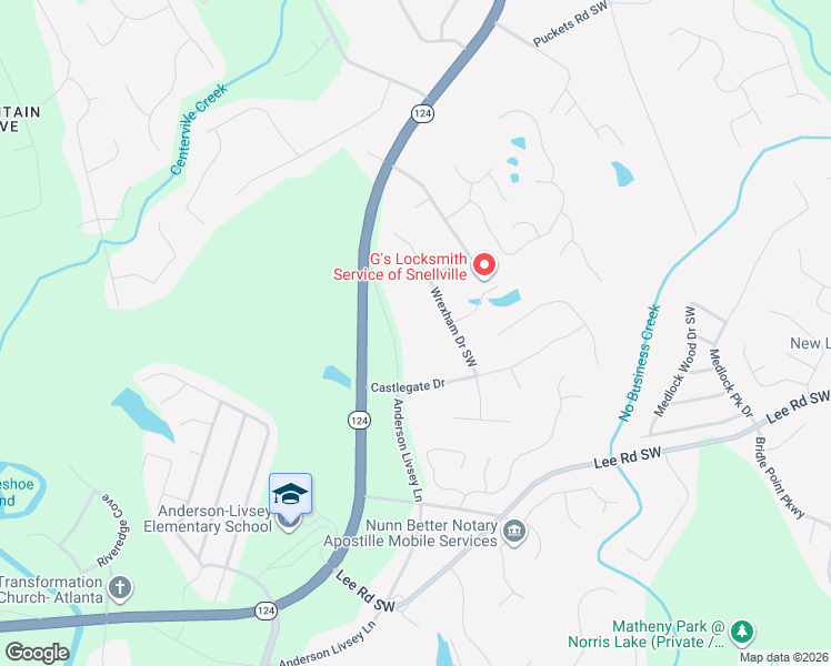 map of restaurants, bars, coffee shops, grocery stores, and more near 4090 Anderson Livsey Lane in Snellville