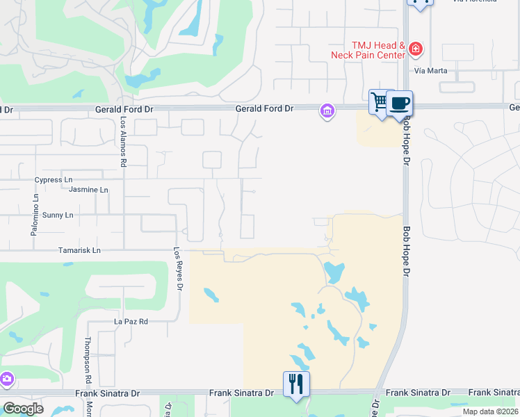 map of restaurants, bars, coffee shops, grocery stores, and more near 16 Judd Terrace in Rancho Mirage