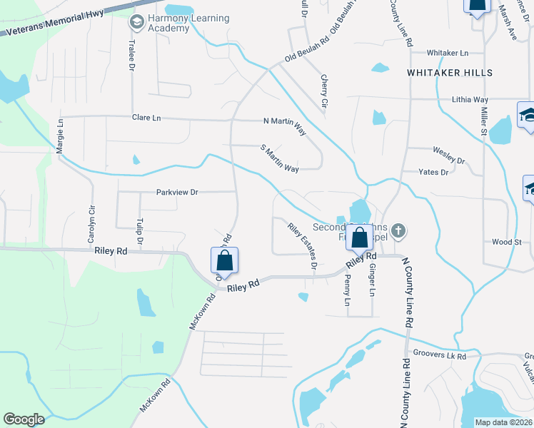 map of restaurants, bars, coffee shops, grocery stores, and more near 3157 Bellingham Way in Lithia Springs