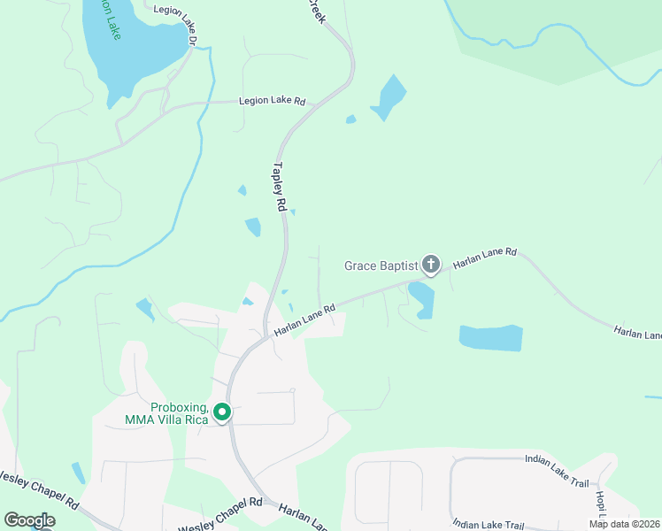 map of restaurants, bars, coffee shops, grocery stores, and more near 1154 Harlan Lane Road in Villa Rica