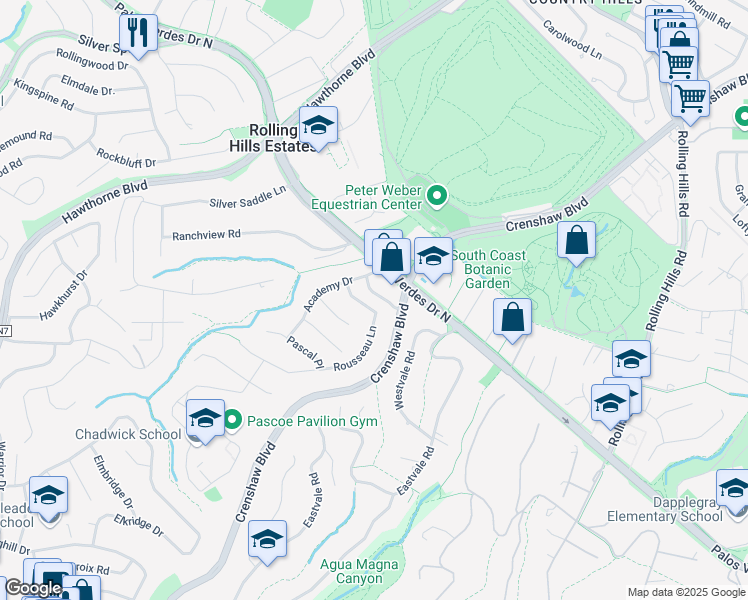 map of restaurants, bars, coffee shops, grocery stores, and more near 4015 Montaigne Way in Palos Verdes Peninsula