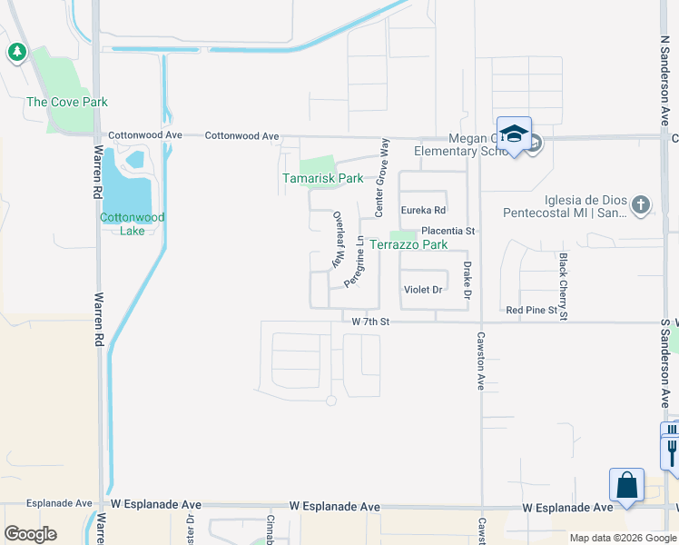 map of restaurants, bars, coffee shops, grocery stores, and more near 569 Overleaf Way in San Jacinto