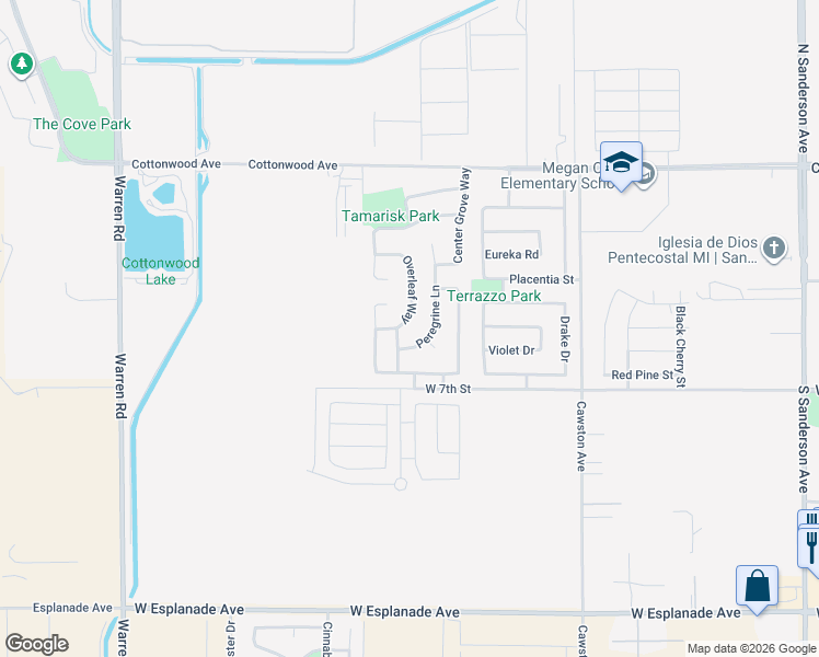 map of restaurants, bars, coffee shops, grocery stores, and more near 569 Overleaf Way in San Jacinto