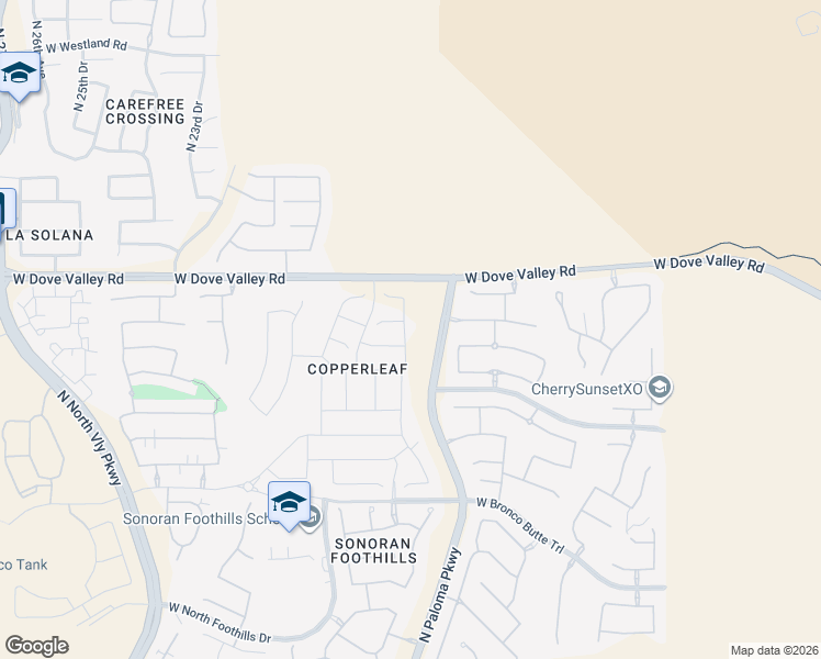 map of restaurants, bars, coffee shops, grocery stores, and more near North Paloma Parkway in Phoenix