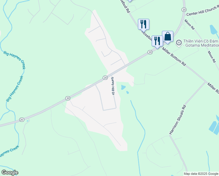 map of restaurants, bars, coffee shops, grocery stores, and more near 3760 Sunny Hill Drive in Loganville