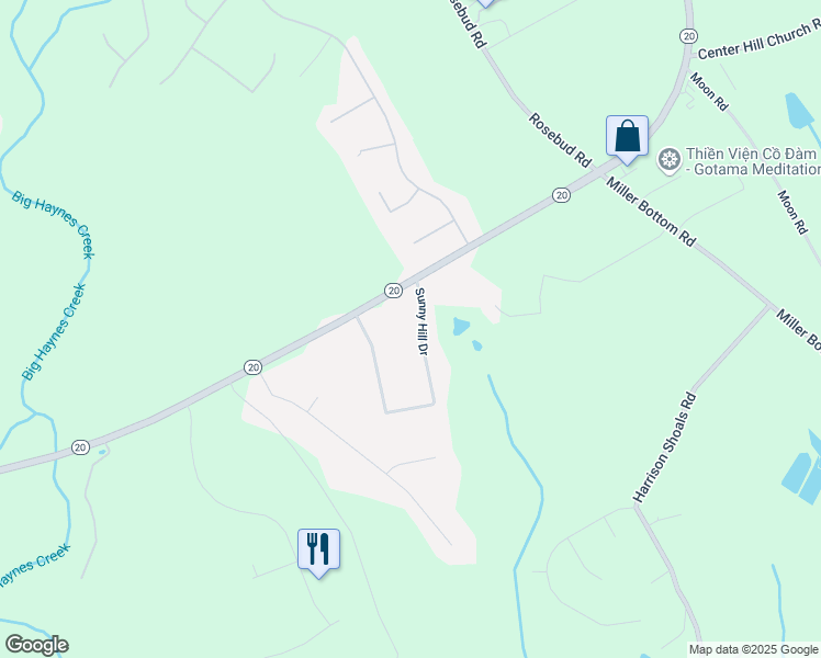 map of restaurants, bars, coffee shops, grocery stores, and more near 3760 Sunny Hill Drive in Loganville