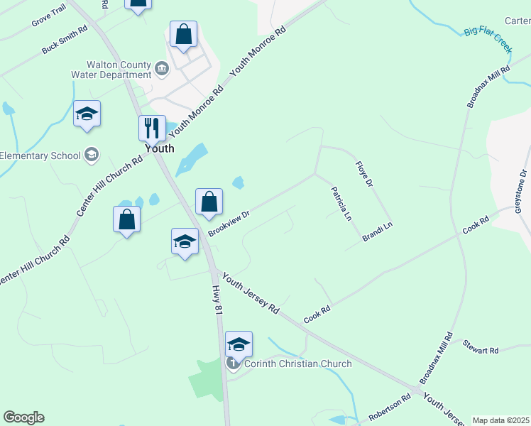 map of restaurants, bars, coffee shops, grocery stores, and more near 3677 Malachi Way in Loganville