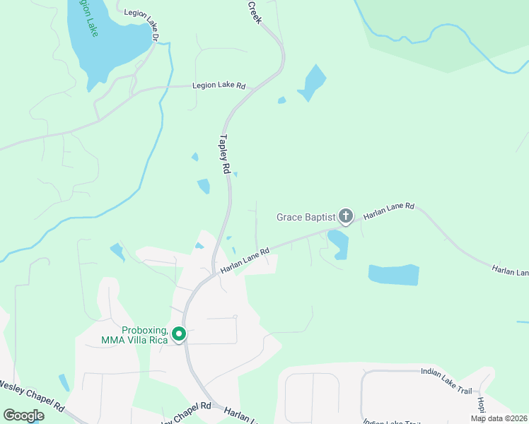 map of restaurants, bars, coffee shops, grocery stores, and more near 1154 Harlan Lane Road in Villa Rica