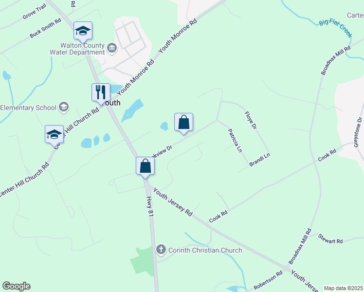 map of restaurants, bars, coffee shops, grocery stores, and more near 3677 Malachi Way in Loganville