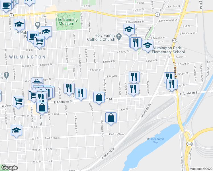 map of restaurants, bars, coffee shops, grocery stores, and more near 920 McFarland Avenue in Los Angeles