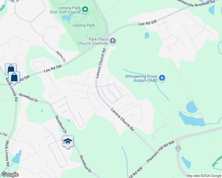 map of restaurants, bars, coffee shops, grocery stores, and more near 4707 Generation Court Southwest in Snellville
