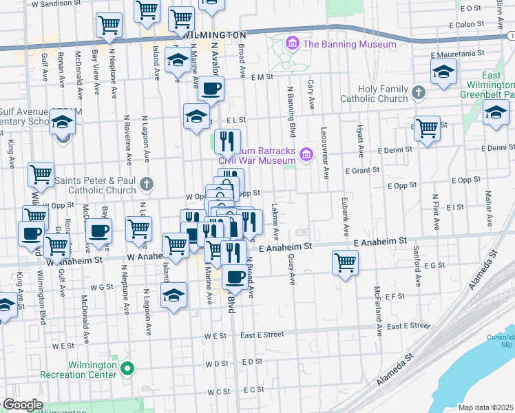 map of restaurants, bars, coffee shops, grocery stores, and more near 949 Lakme Avenue in Los Angeles