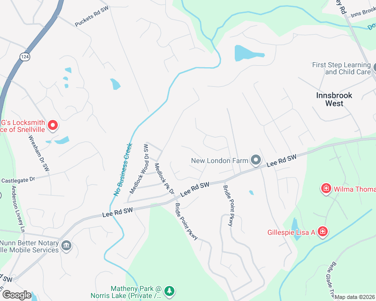 map of restaurants, bars, coffee shops, grocery stores, and more near 3845 Yosemite Park Lane in Snellville