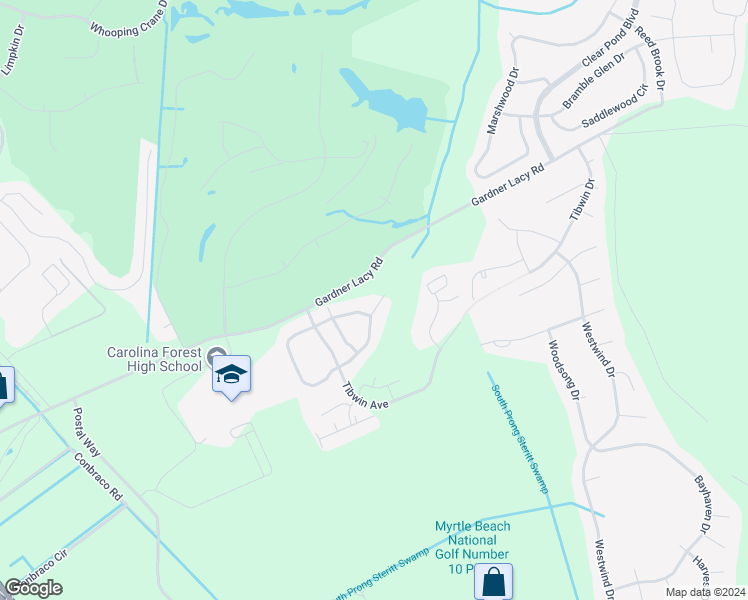 map of restaurants, bars, coffee shops, grocery stores, and more near 1838 Innisbrook Court in Myrtle Beach