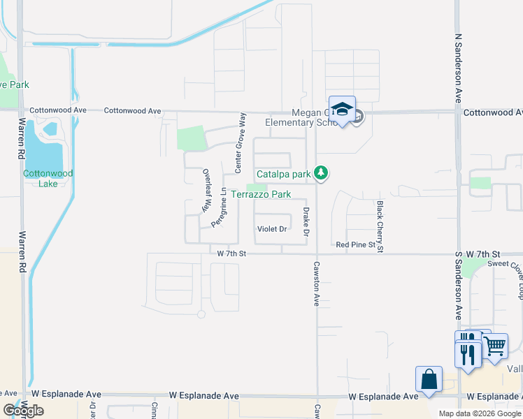 map of restaurants, bars, coffee shops, grocery stores, and more near 2873 Pansy Way in San Jacinto