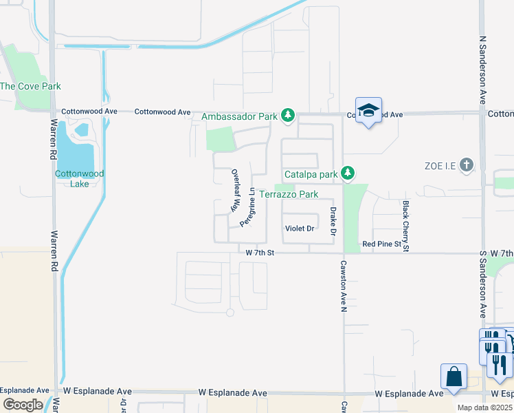 map of restaurants, bars, coffee shops, grocery stores, and more near 537 Peregrine Lane in San Jacinto