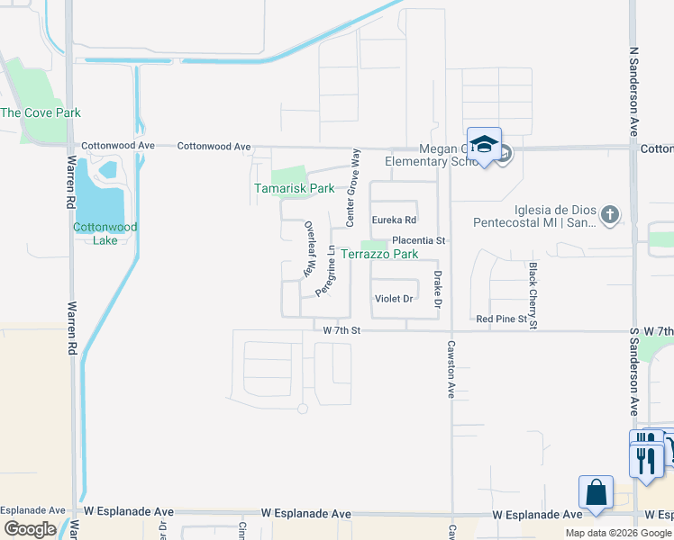 map of restaurants, bars, coffee shops, grocery stores, and more near 537 Peregrine Lane in San Jacinto