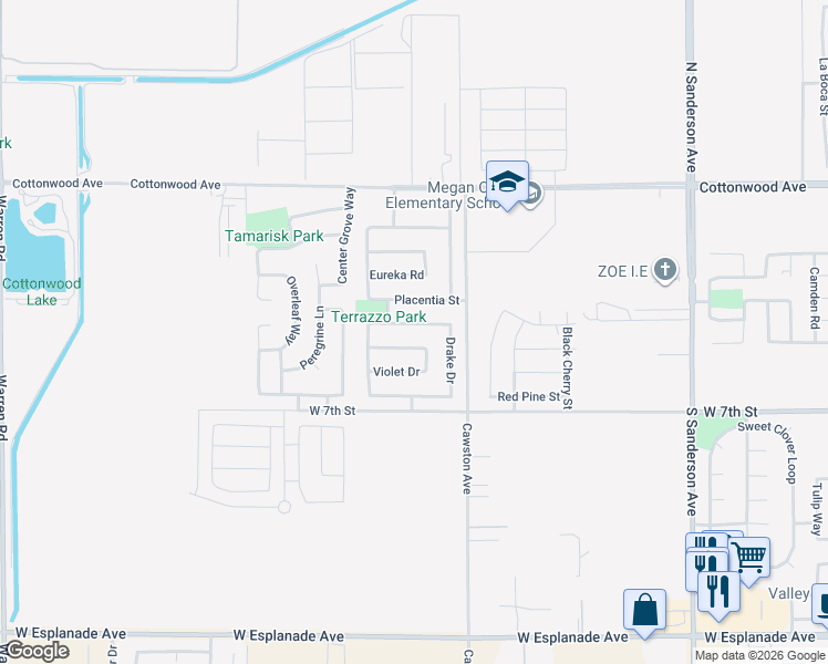 map of restaurants, bars, coffee shops, grocery stores, and more near 2812 Hartley Parkway in San Jacinto