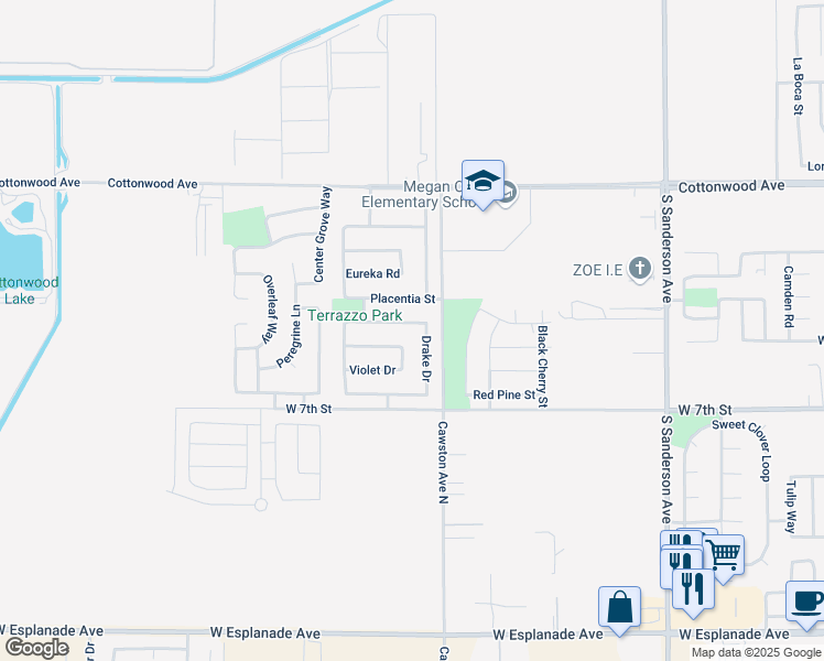 map of restaurants, bars, coffee shops, grocery stores, and more near 2742 Hartley Parkway in San Jacinto