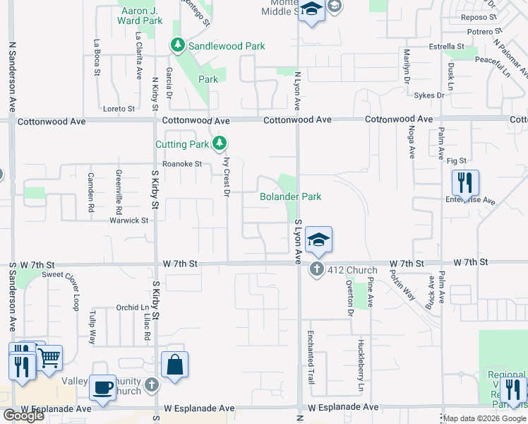map of restaurants, bars, coffee shops, grocery stores, and more near 1626 Dragon Fly Circle in San Jacinto