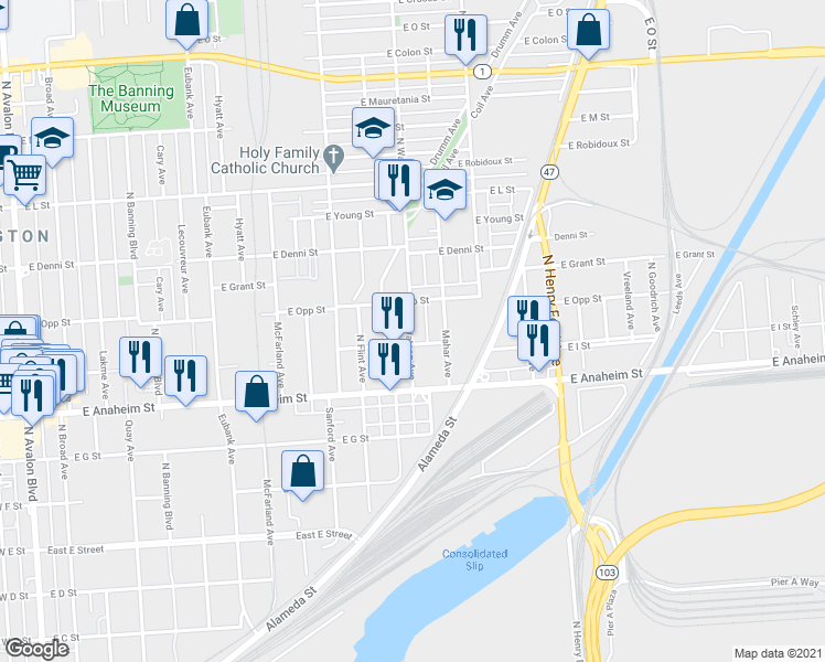 map of restaurants, bars, coffee shops, grocery stores, and more near 929 North Watson Avenue in Los Angeles