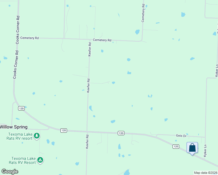 map of restaurants, bars, coffee shops, grocery stores, and more near 1872 Keefer Road in Pottsboro