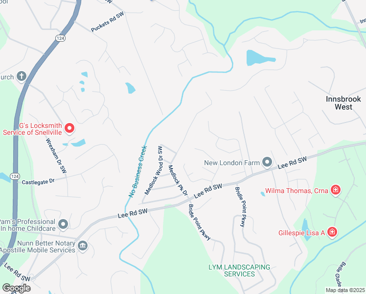 map of restaurants, bars, coffee shops, grocery stores, and more near 4070 Medlock Park Drive in Snellville