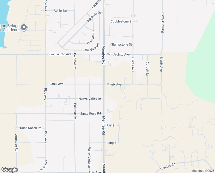 map of restaurants, bars, coffee shops, grocery stores, and more near 23270 Menifee Road in Nuevo