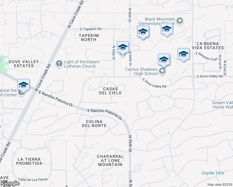map of restaurants, bars, coffee shops, grocery stores, and more near 5461 East Woodstock Road in Cave Creek