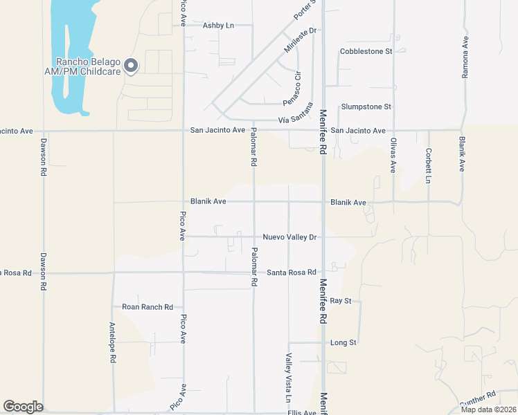 map of restaurants, bars, coffee shops, grocery stores, and more near 28759 Blanik Avenue in Nuevo