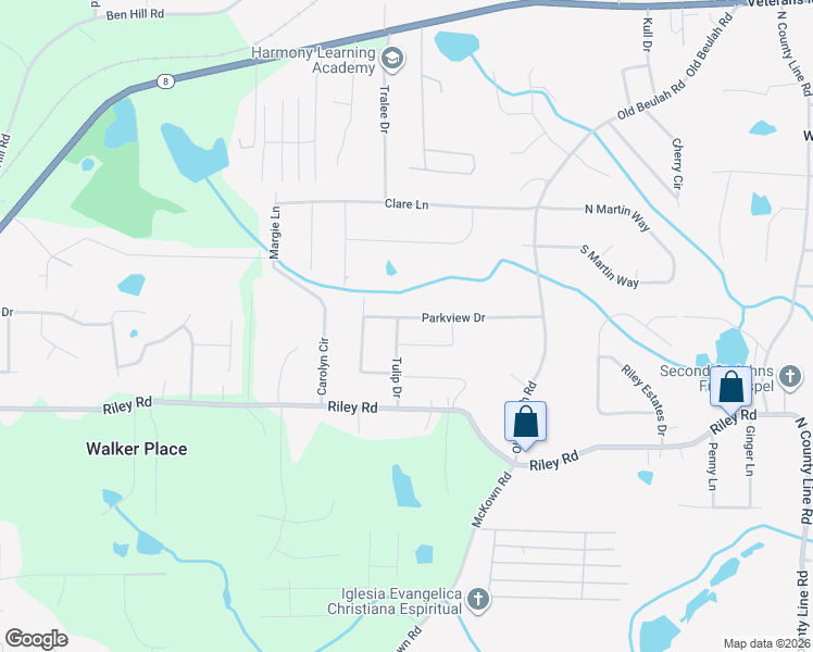 map of restaurants, bars, coffee shops, grocery stores, and more near 4432 Parkview Drive in Lithia Springs