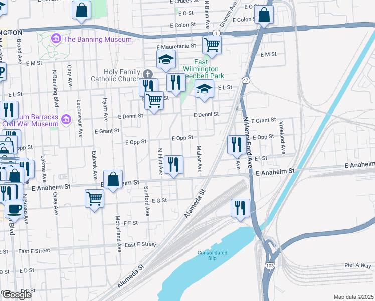 map of restaurants, bars, coffee shops, grocery stores, and more near 923 Mahar Avenue in Los Angeles