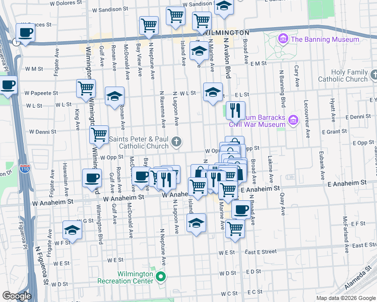 map of restaurants, bars, coffee shops, grocery stores, and more near 1006 Island Avenue in Los Angeles