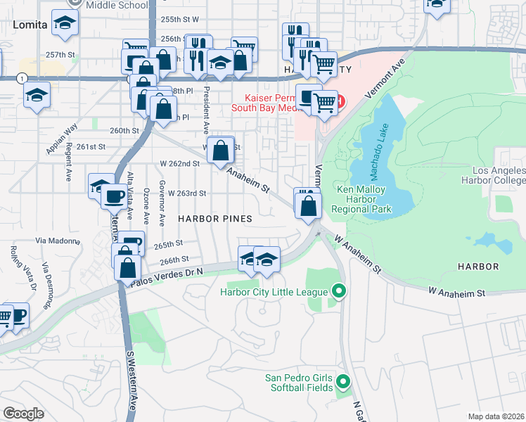 map of restaurants, bars, coffee shops, grocery stores, and more near 26319 South Pines Estates Drive in Los Angeles